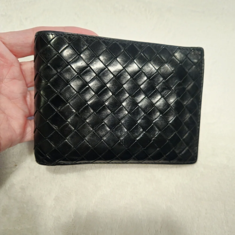 Bottega Veneta Black Woven Leather Card Holder